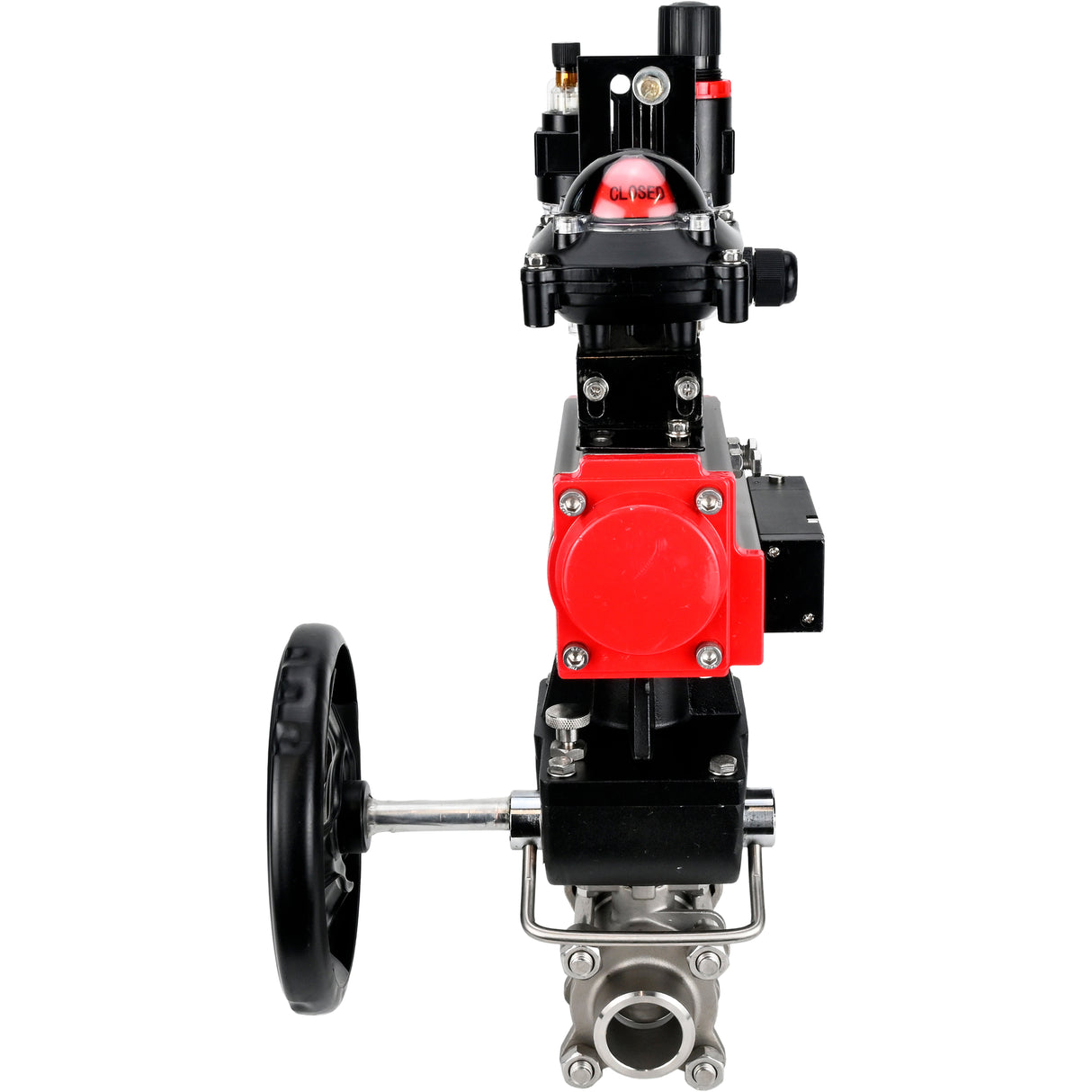 Ball valves Elephant BV3232P(3pc)-FP-W-ISO-H WDVF DN15-32 63 bar full bore, 316 stainless steel, seal - PTFE, for welding, with PA-DA pneumatic actuator, pneumatic distributor 4M310-08 NAMUR 24V, LSU APL-210N, manual backup for MON, ATU AFC2000