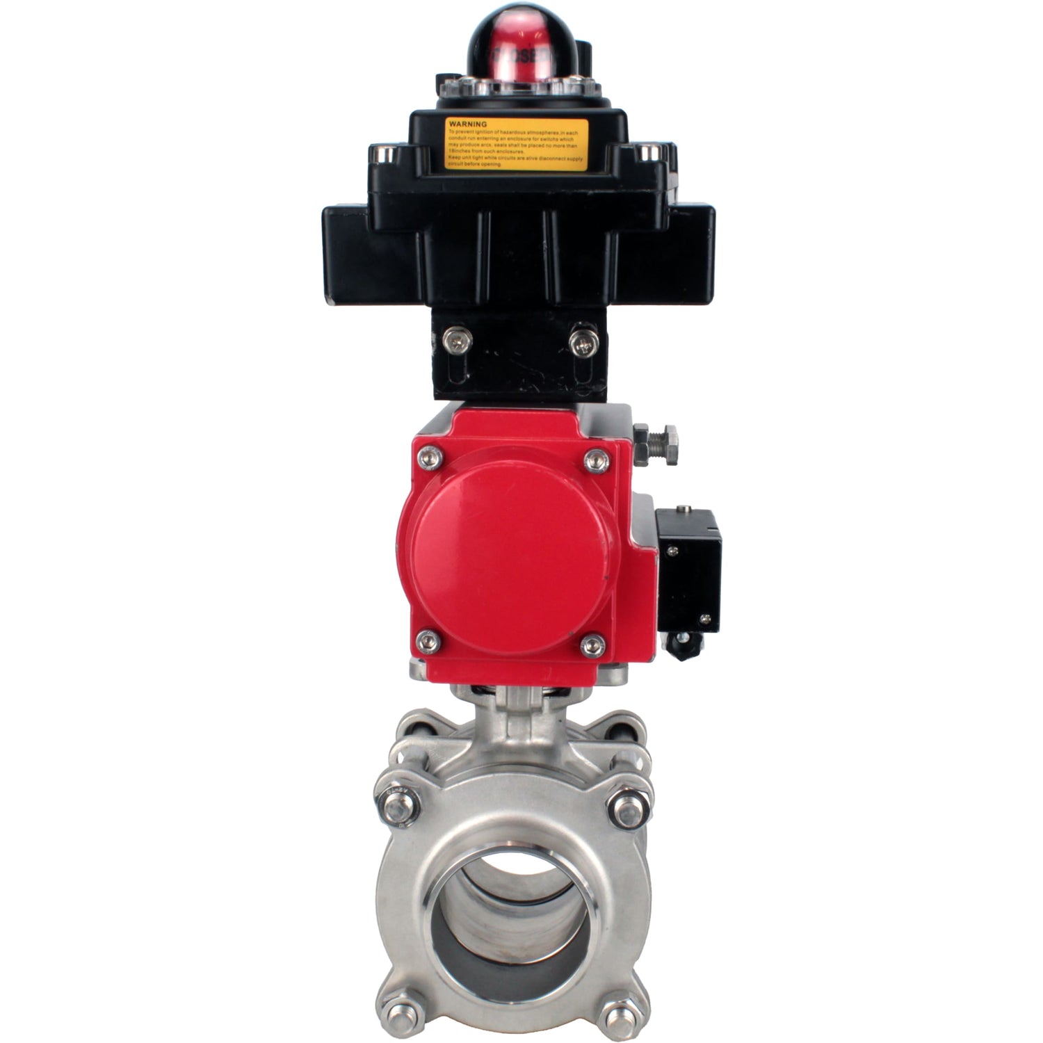 Ball valves Elephant BV3232P(3pc)-FP-W-ISO-H WDVF DN15-32 63 bar full bore, body - 316 stainless steel, seal - PTFE, for welding, with PA-DA pneumatic actuator, pneumatic distributor 4M310-08 NAMUR 24V, LSU APL-410N EX, ATU AFC2000