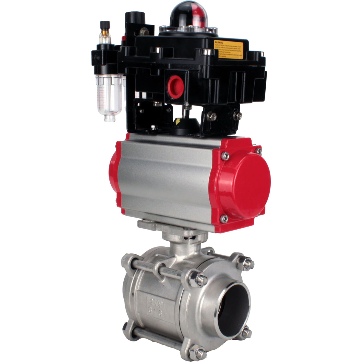 Ball valves Elephant BV3232P(3pc)-FP-W-ISO-H WDVF DN15-32 63 bar full bore, body - 316 stainless steel, seal - PTFE, for welding, with PA-DA pneumatic actuator, pneumatic distributor 4M310-08 NAMUR 24V, LSU APL-410N EX, ATU AFC2000