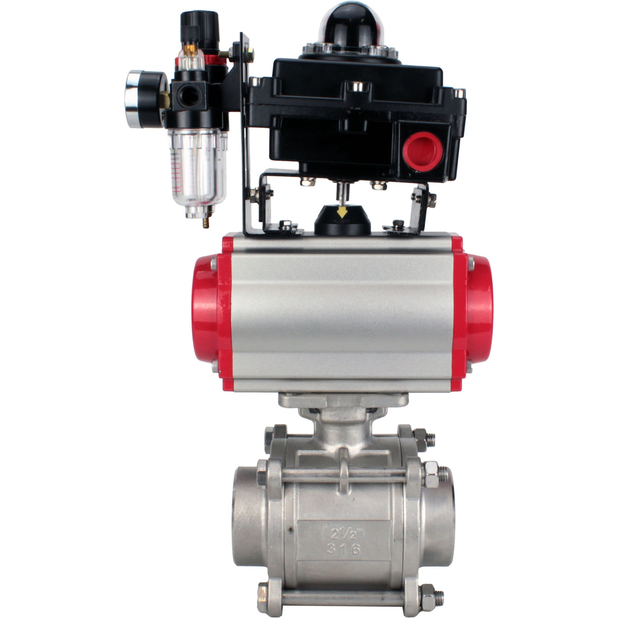 Ball valves Elephant BV3232P(3pc)-FP-W-ISO-H WDVF DN15-32 63 bar full bore, body - 316 stainless steel, seal - PTFE, for welding, with PA-DA pneumatic actuator, pneumatic distributor 4M310-08 NAMUR 24V, LSU APL-410N EX, ATU AFC2000