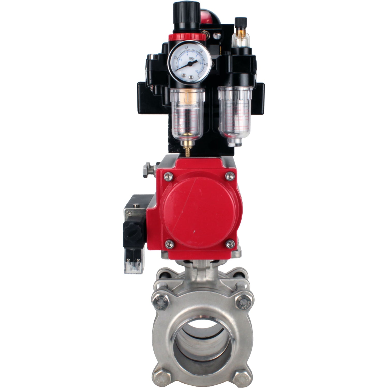 Ball valves Elephant BV3232P(3pc)-FP-W-ISO-H WDVF DN15-32 63 bar full bore, body - 316 stainless steel, seal - PTFE, for welding, with PA-DA pneumatic actuator, pneumatic distributor 4M310-08 NAMUR 24V, LSU APL-410N EX, ATU AFC2000