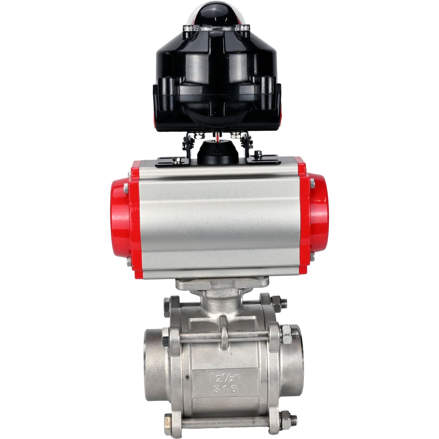 Ball valves Elephant BV3232P(3pc)-FP-W-ISO-H WDVF DN15-32 63 bar full bore, body - 316 stainless steel, seal - PTFE, for welding, with PA-DA pneumatic actuator, pneumatic distributor 4M310-08 NAMUR 220V, LSU APL-510N EX
