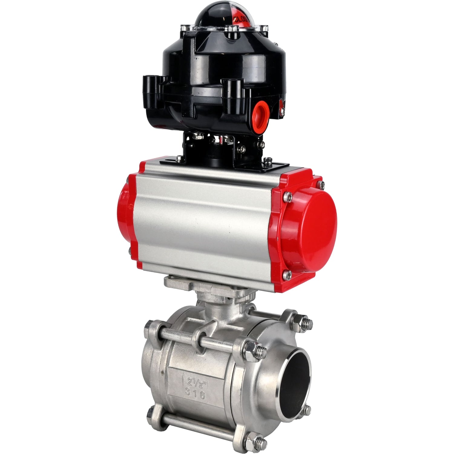 Ball valves Elephant BV3232P(3pc)-FP-W-ISO-H WDVF DN15-32 63 bar full bore, body - 316 stainless steel, seal - PTFE, for welding, with PA-DA pneumatic actuator, pneumatic distributor 4M310-08 NAMUR 220V, LSU APL-510N EX