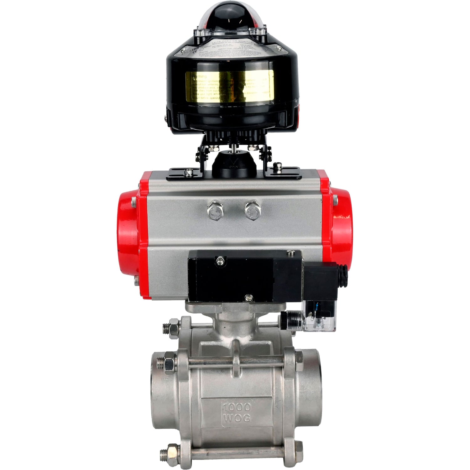 Ball valves Elephant BV3232P(3pc)-FP-W-ISO-H WDVF DN15-32 63 bar full bore, body - 316 stainless steel, seal - PTFE, for welding, with PA-DA pneumatic actuator, pneumatic distributor 4M310-08 NAMUR 220V, LSU APL-510N EX