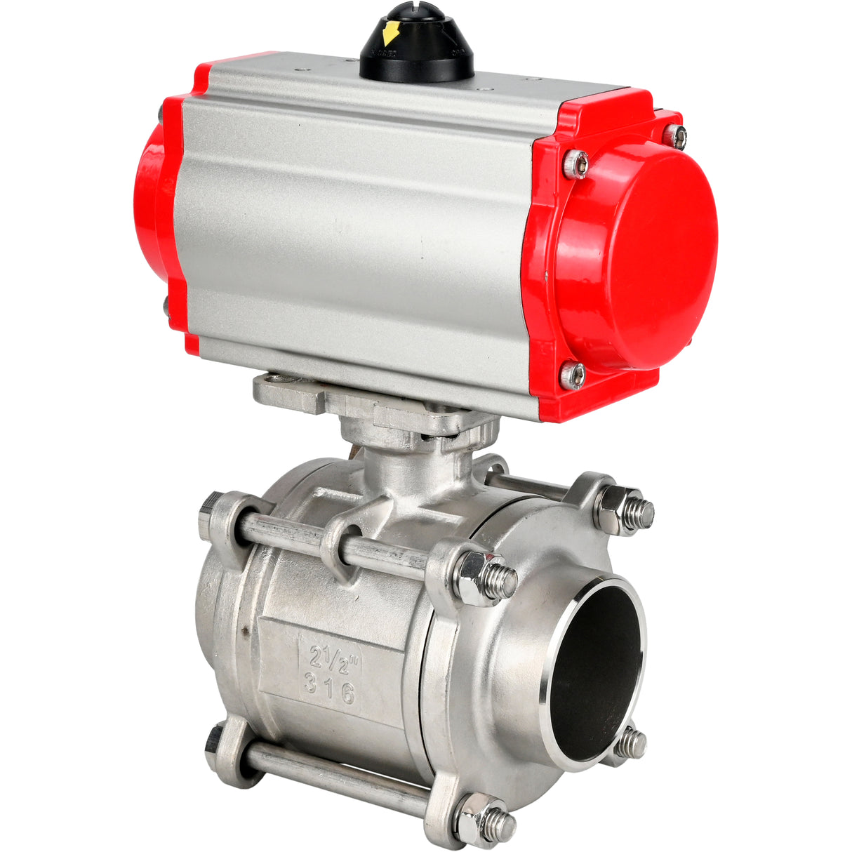 Ball valves Elephant BV3232P(3pc)-FP-W-ISO-H WDVF DN15-32 63 bar full bore, body - 316 stainless steel, seal - PTFE, for welding, with PA-DA pneumatic actuator, pneumatic distributor 4M310-08 NAMUR 220V