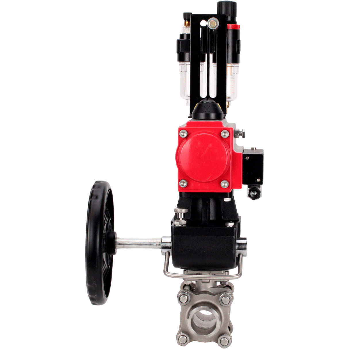 Ball valves Elephant BV3232P(3pc)-FP-W-ISO-H WDVF DN15-32 63 bar full bore, 316 stainless steel, seal - PTFE, for welding, with PA-DA pneumatic actuator, pneumatic distributor 4M310-08 NAMUR 24V, manual backup for MON, ATU AFC2000