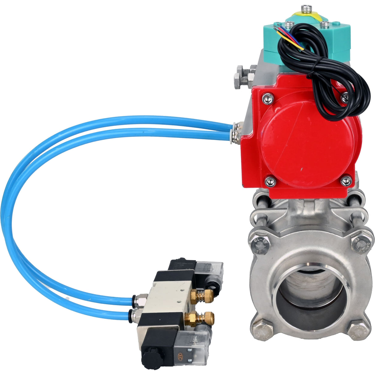 Ball valves Elephant BV3232P(3pc)-FP-W-ISO-H WDVF DN15-32 63 bar full bore, body - 316 stainless steel, seal - PTFE, for welding, with PA-DA pneumatic actuator, pneumatic distributor 4V320-08 220V and ALS200D magnetic switch