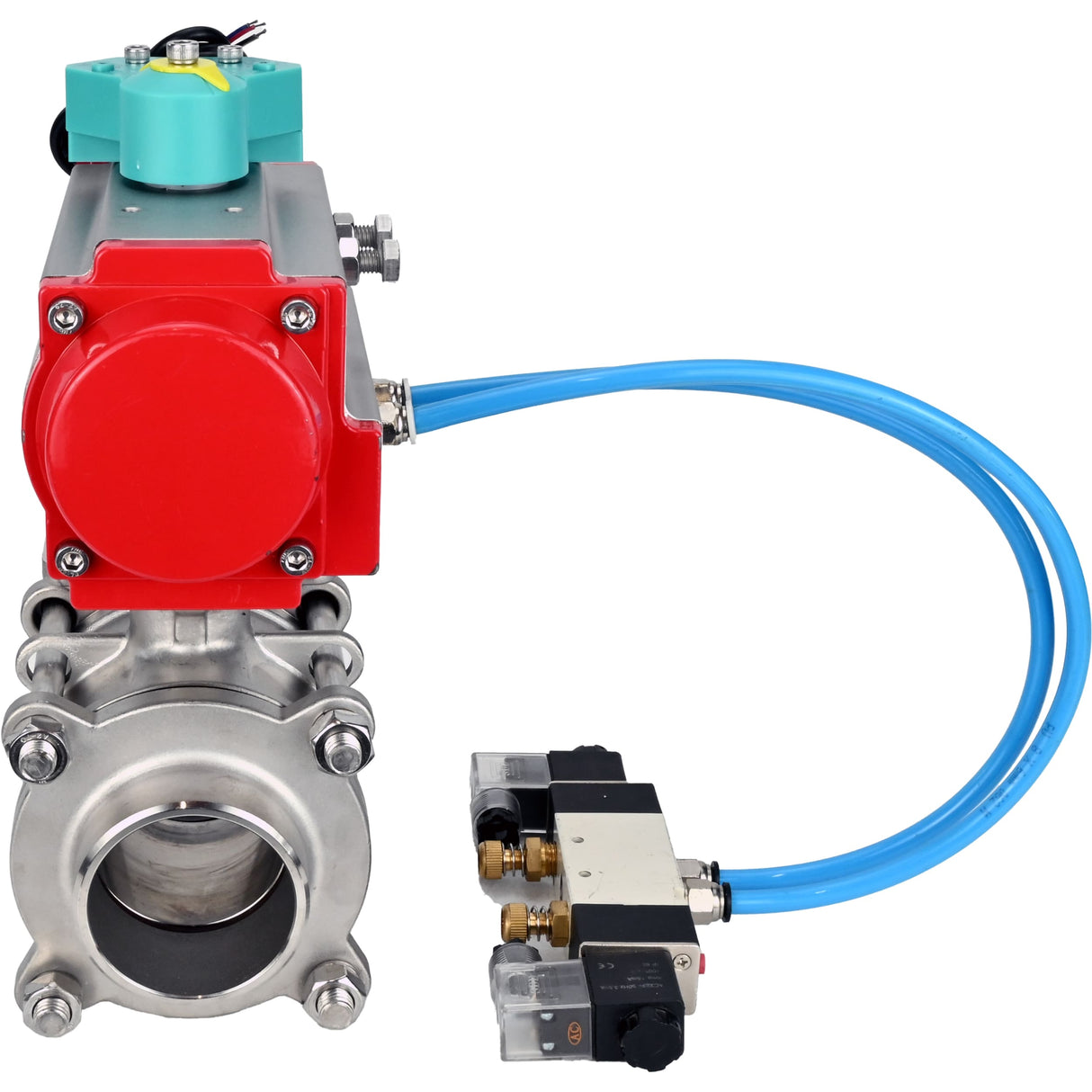 Ball valves Elephant BV3232P(3pc)-FP-W-ISO-H WDVF DN15-32 63 bar full bore, body - 316 stainless steel, seal - PTFE, for welding, with PA-DA pneumatic actuator, pneumatic distributor 4V320-08 220V and ALS200D magnetic switch