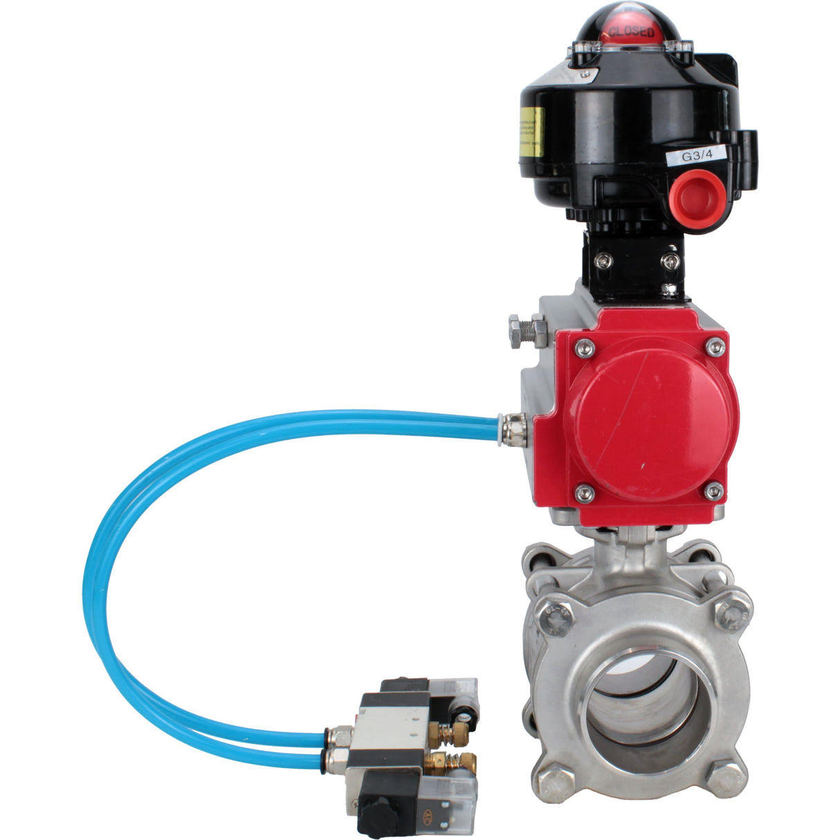 Ball valves Elephant BV3232P(3pc)-FP-W-ISO-H WDVF DN15-32 63 bar full bore, body - 316 stainless steel, seal - PTFE, for welding, with PA-SA pneumatic actuator, pneumatic distributor 4V320-08 220V, LSU APL-510N EX