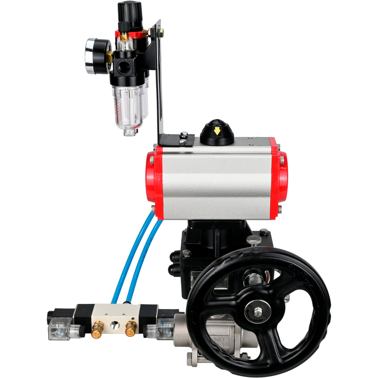 Ball valves Elephant BV3232P(3pc)-FP-W-ISO-H WDVF DN15-32 63 bar full bore, 316 stainless steel, seal - PTFE, for welding, with PA-DA pneumatic actuator, pneumatic distributor 4V320-08 220V, manual backup for MON, ATU AFC2000