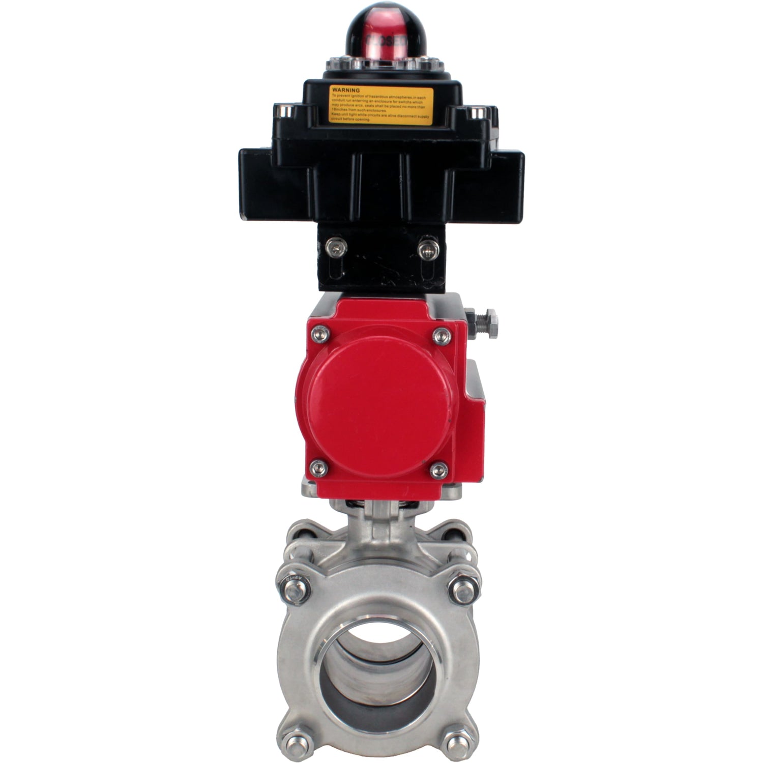 Ball valves Elephant BV3232P(3pc)-FP-W-ISO-H WDVF DN15-32 63 bar full bore, body - 316 stainless steel, seal - PTFE, for welding, with PA-DA pneumatic actuator, LSU APL-410N EX