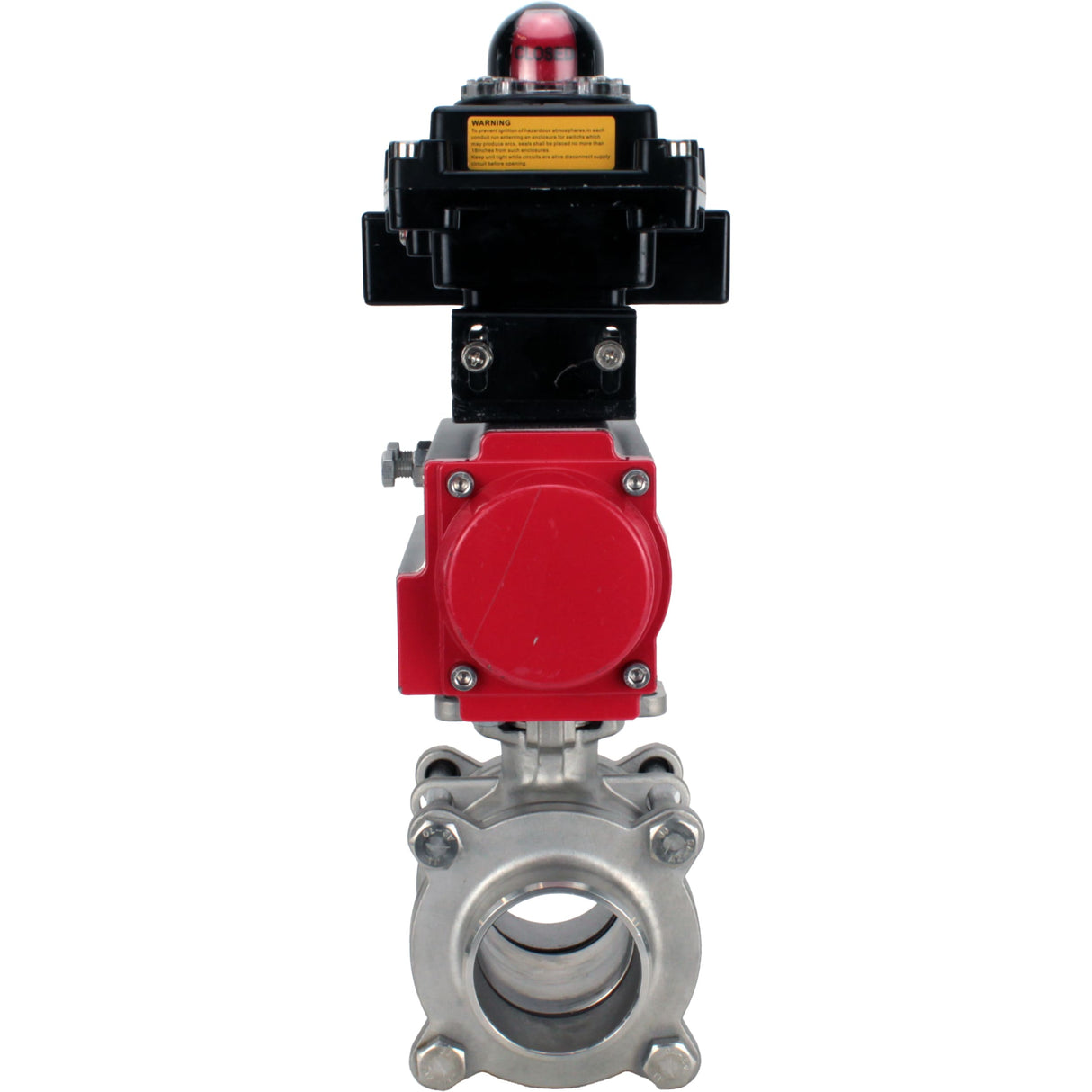 Ball valves Elephant BV3232P(3pc)-FP-W-ISO-H WDVF DN15-32 63 bar full bore, body - 316 stainless steel, seal - PTFE, for welding, with PA-DA pneumatic actuator, LSU APL-410N EX