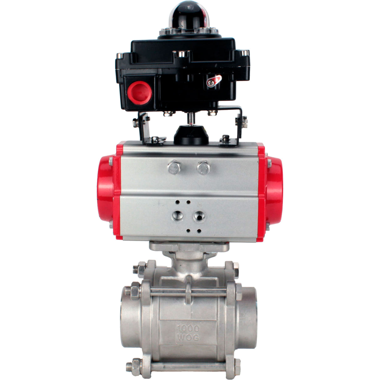 Ball valves Elephant BV3232P(3pc)-FP-W-ISO-H WDVF DN15-32 63 bar full bore, body - 316 stainless steel, seal - PTFE, for welding, with PA-DA pneumatic actuator, LSU APL-410N EX