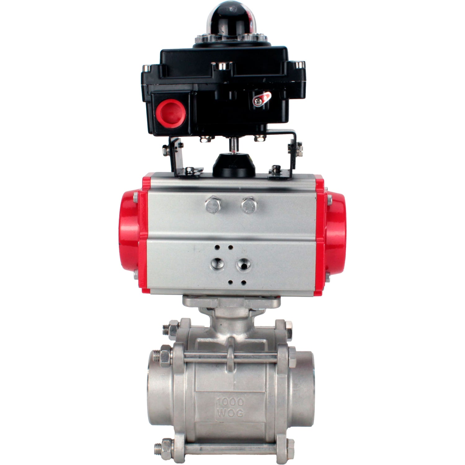 Ball valves Elephant BV3232P(3pc)-FP-W-ISO-H WDVF DN15-32 63 bar full bore, body - 316 stainless steel, seal - PTFE, for welding, with PA-DA pneumatic actuator, LSU APL-410N EX