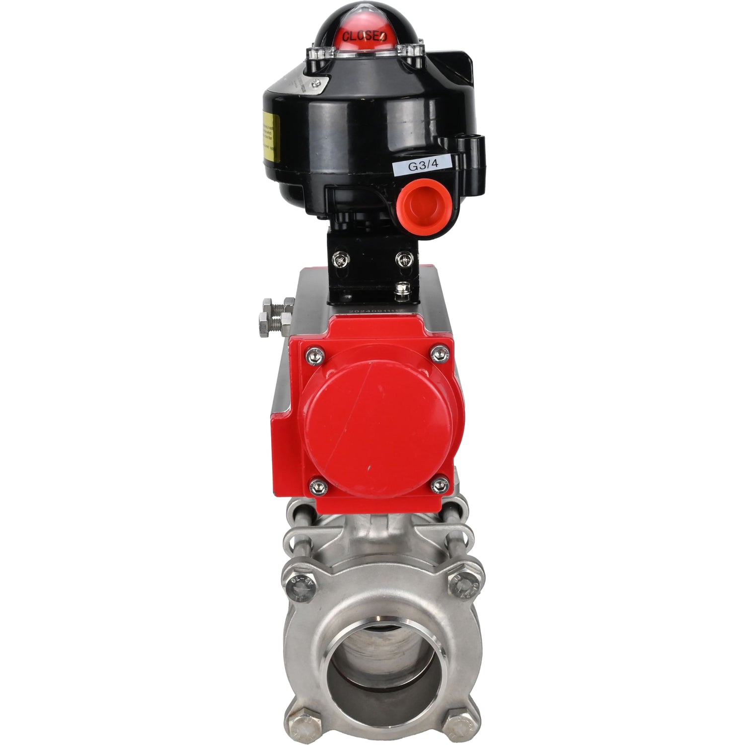 Ball valves Elephant BV3232P(3pc)-FP-W-ISO-H WDVF DN15-32 63 bar full bore, body - 316 stainless steel, seal - PTFE, for welding, with PA-DA pneumatic actuator, LSU APL-510N EX