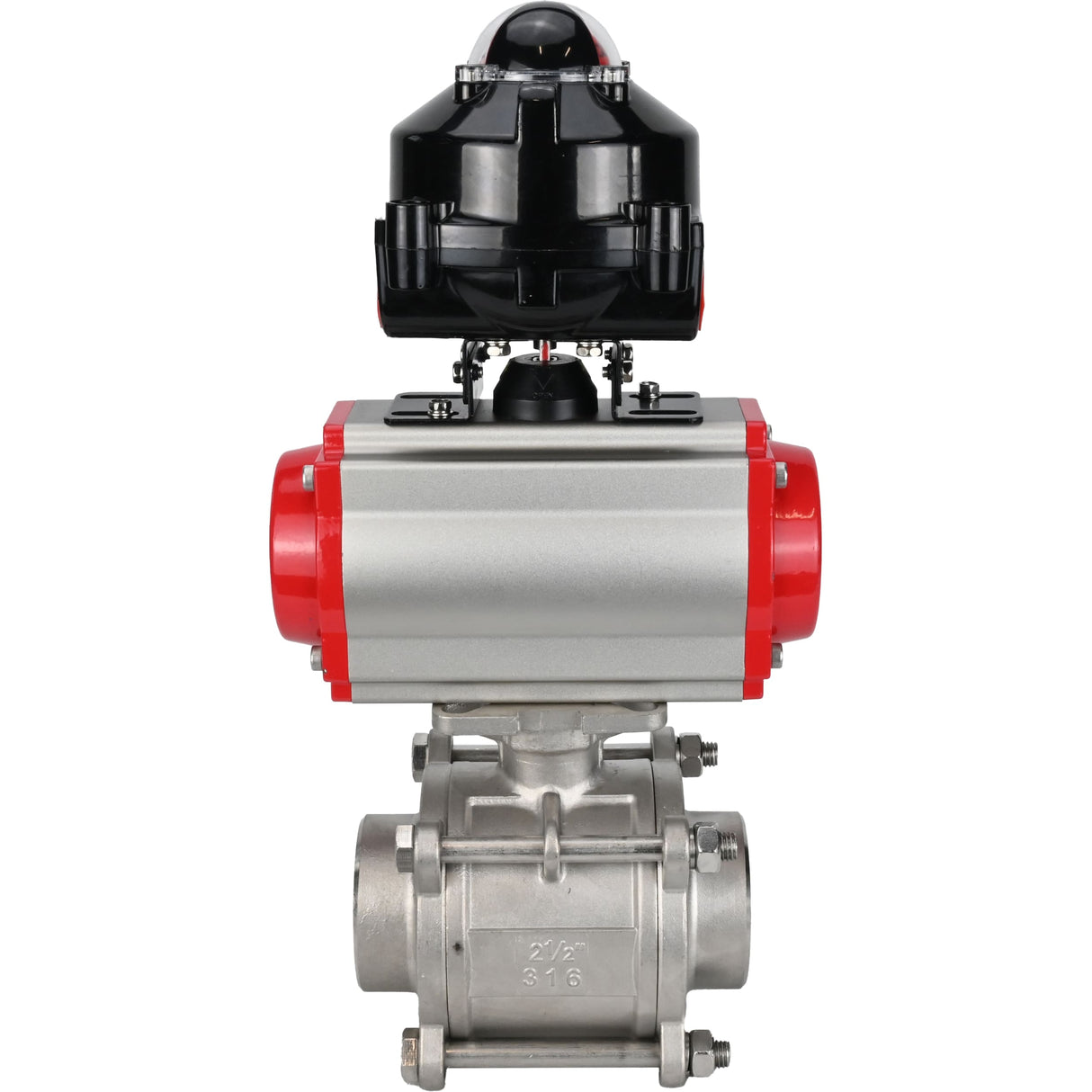 Ball valves Elephant BV3232P(3pc)-FP-W-ISO-H WDVF DN15-32 63 bar full bore, body - 316 stainless steel, seal - PTFE, for welding, with PA-DA pneumatic actuator, LSU APL-510N EX