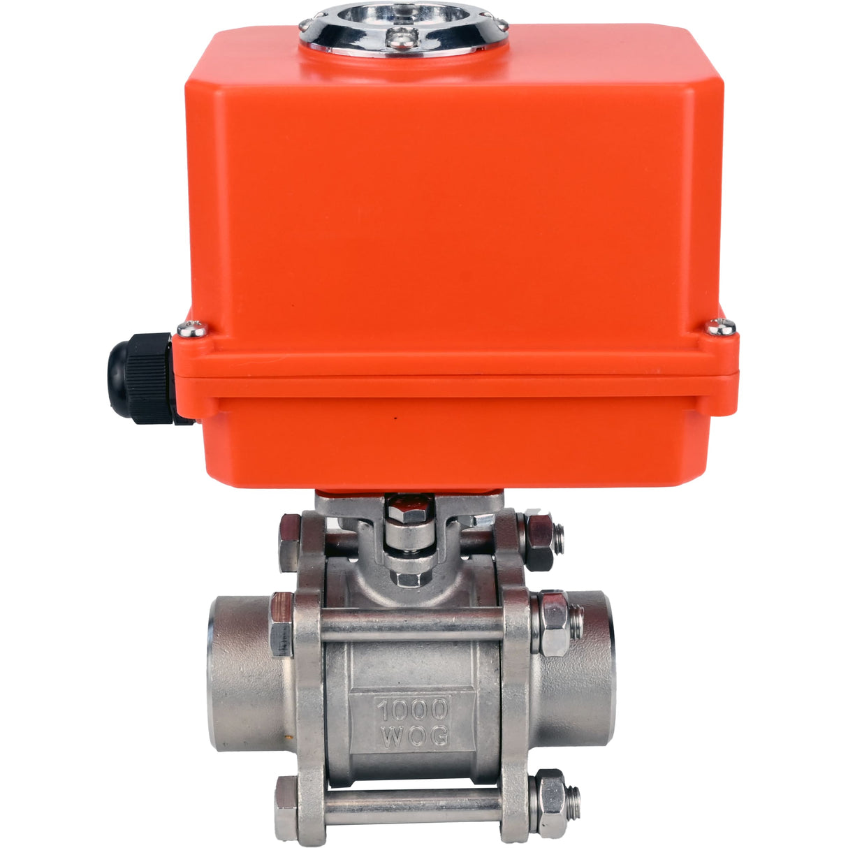 Ball valves Elephant BV3232P(3pc)-FP-W-ISO-H WDVF DN15-32 63 bar full bore, body - 316 stainless steel, seal - PTFE, for welding, with a 1/4-turn electric drive Elephant QT-N-EM-O1-220VAC-U1 MINI