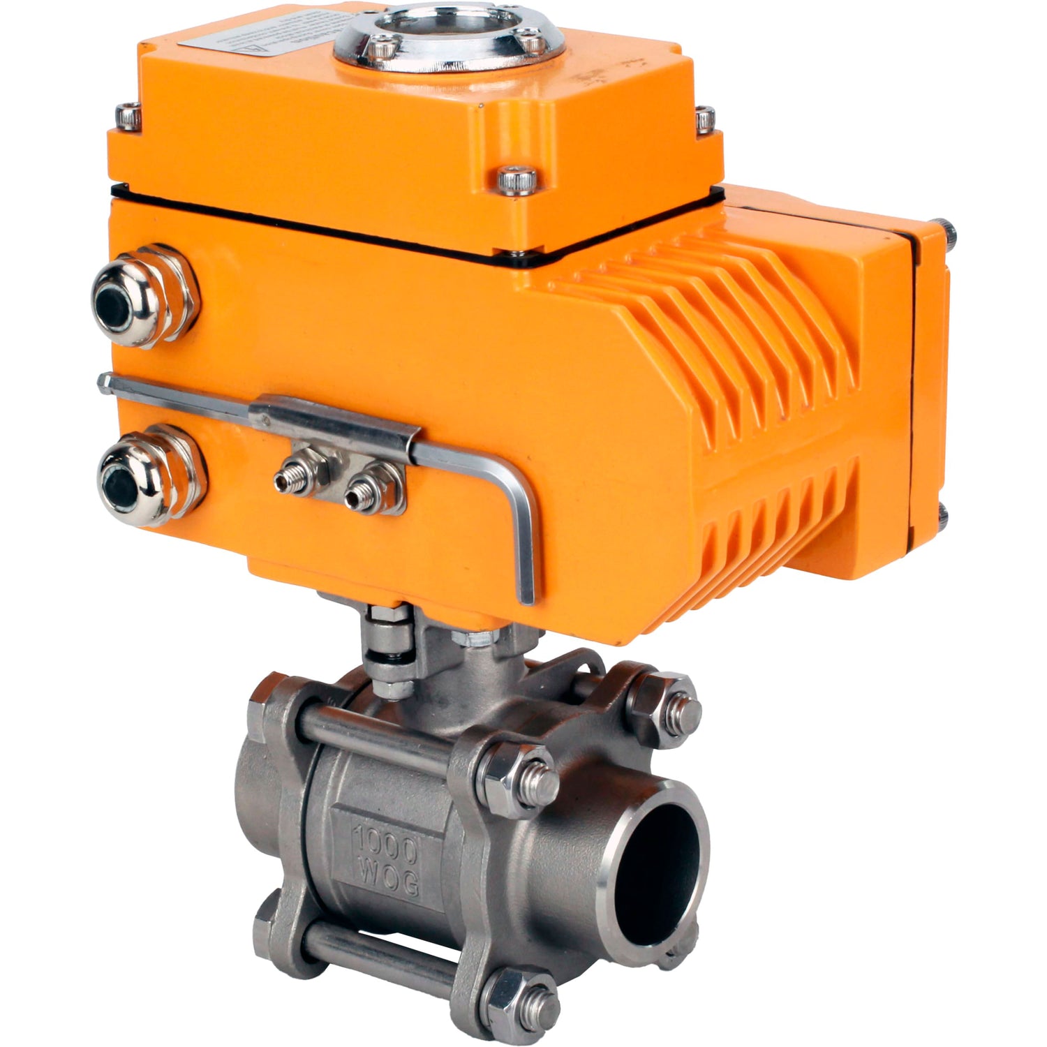 Ball valves Elephant BV3232P(3pc)-FP-W-ISO-H WDVF DN15-32 63 bar full bore, body - 316 stainless steel, seal - PTFE, for welding, with a 1/4-turn electric drive Elephant QT-N-EM-O1-220VAC-U1