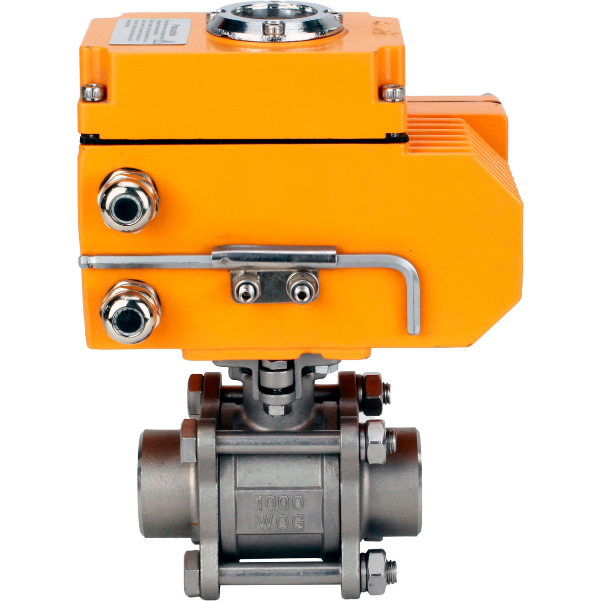 Ball valves Elephant BV3232P(3pc)-FP-W-ISO-H WDVF DN15-32 63 bar full bore, body - 316 stainless steel, seal - PTFE, for welding, with a 1/4-turn electric drive Elephant QT-N-EM-O1-220VAC-U1