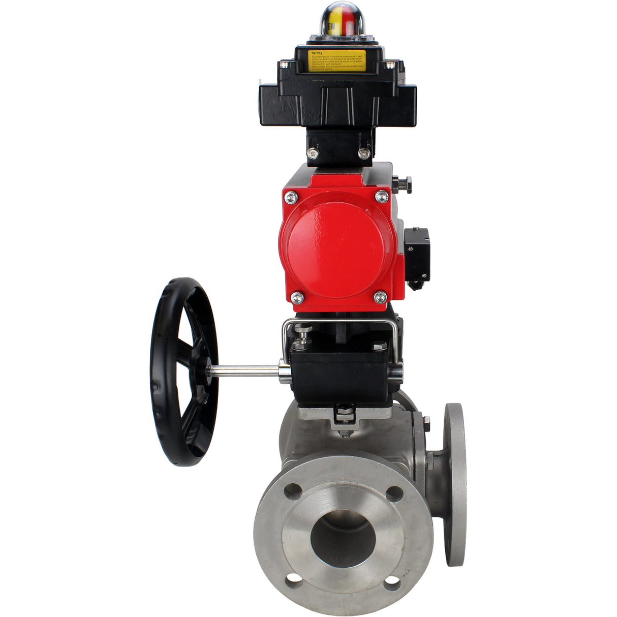 Ball valves Elephant BV3232P(4pc)-FP-3WL-F-ISO-H 16 bar full bore, flanged, body - stainless steel SS316, ISO flange F03/F04-F10/F12, square 9x9-19x19, with pneumatic drive PA-DA, mon/distributor 4M310-08 24V, LSU APL-410N EX and Doubler MON3-700-T38-ISO