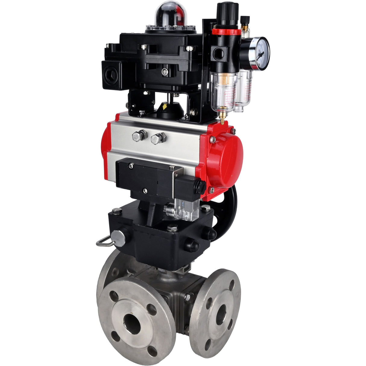 Ball valves Elephant BV3232P(4pc)-FP-3WL-F-ISO-H 16 bar full bore, flanged, body - stainless steel SS316, ISO flange F03/F04-F10/F12, square 9x9-19x19, s mon/drive PA-DA, mon/distribution 4M310-08 220V, LSU APL-410N EX, backup MON3-700-T38-ISO and ATU A