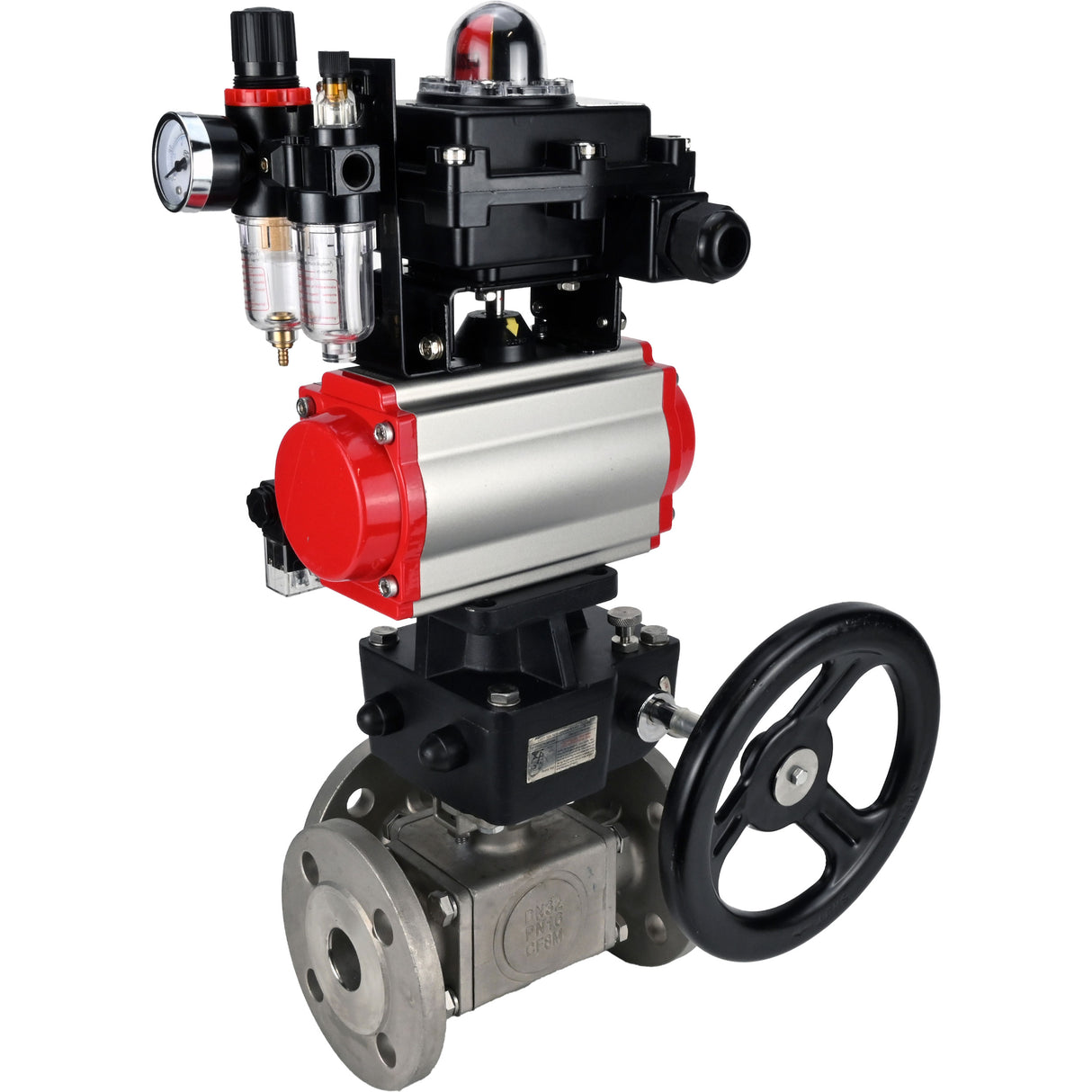 Ball valves Elephant BV3232P(4pc)-FP-3WL-F-ISO-H 16 bar full bore, flanged, body - stainless steel SS316, ISO flange F03/F04-F10/F12, square 9x9-19x19, s mon/drive PA-DA, mon/distribution 4M310-08 220V, LSU APL-410N EX, backup MON3-700-T38-ISO and ATU A