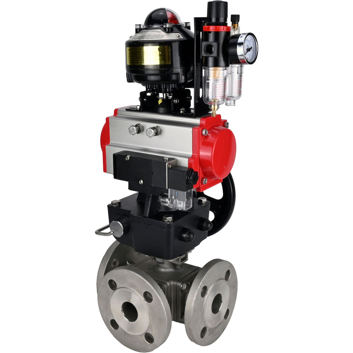 Ball valves Elephant BV3232P(4pc)-FP-3WL-F-ISO-H 16 bar full bore, flanged, body - stainless steel SS316, ISO flange F03/F04-F10/F12, square 9x9-19x19, s mon/drive PA-DA, mon/distribution 4M310-08 220V, LSU APL-510N EX, backup MON3-700-T38-ISO and ATU A