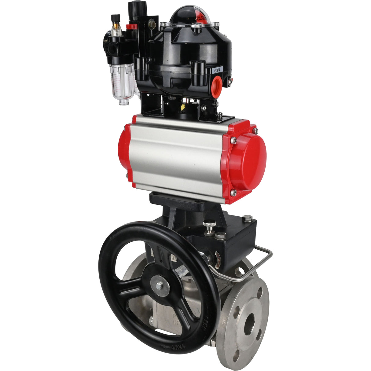 Ball valves Elephant BV3232P(4pc)-FP-3WL-F-ISO-H 16 bar full bore, flanged, body - stainless steel SS316, ISO flange F03/F04-F10/F12, square 9x9-19x19, s mon/drive PA-DA, mon/distribution 4M310-08 220V, LSU APL-510N EX, backup MON3-700-T38-ISO and ATU A