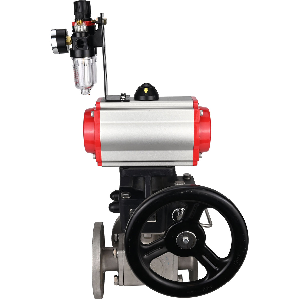 Ball valves Elephant BV3232P(4pc)-FP-3WL-F-ISO-H 16 bar full bore, flanged, body - stainless steel SS316, ISO flange F03/F04-F10/F12, square 9x9-19x19, with pneumatic drive PA-DA, mon/distribution 4M310-08 NAMUR 24V, Doubler MON3-700-T38-ISO and ATU AFC2