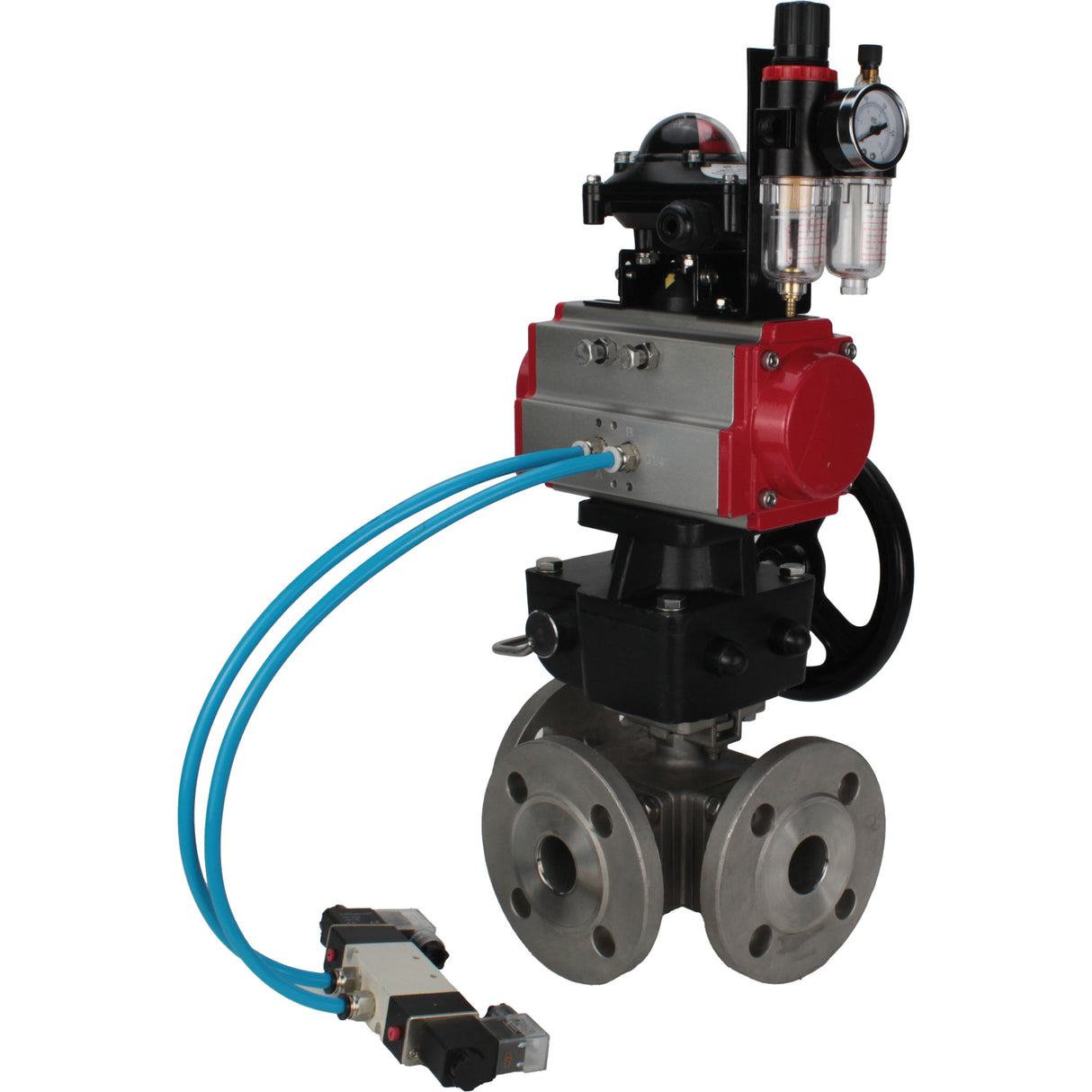 Ball valves Elephant BV3232P(4pc)-FP-3WL-F-ISO-H 16 bar full bore, flanged, body - stainless steel SS316, ISO flange F03/F04-F10/F12, square 9x9-19x19, s Mon/drive PA-DA, mon/distribution 4V320-8 220V, LSU APL-210N, Doubler MON3-700-T38-ISO and ATU A