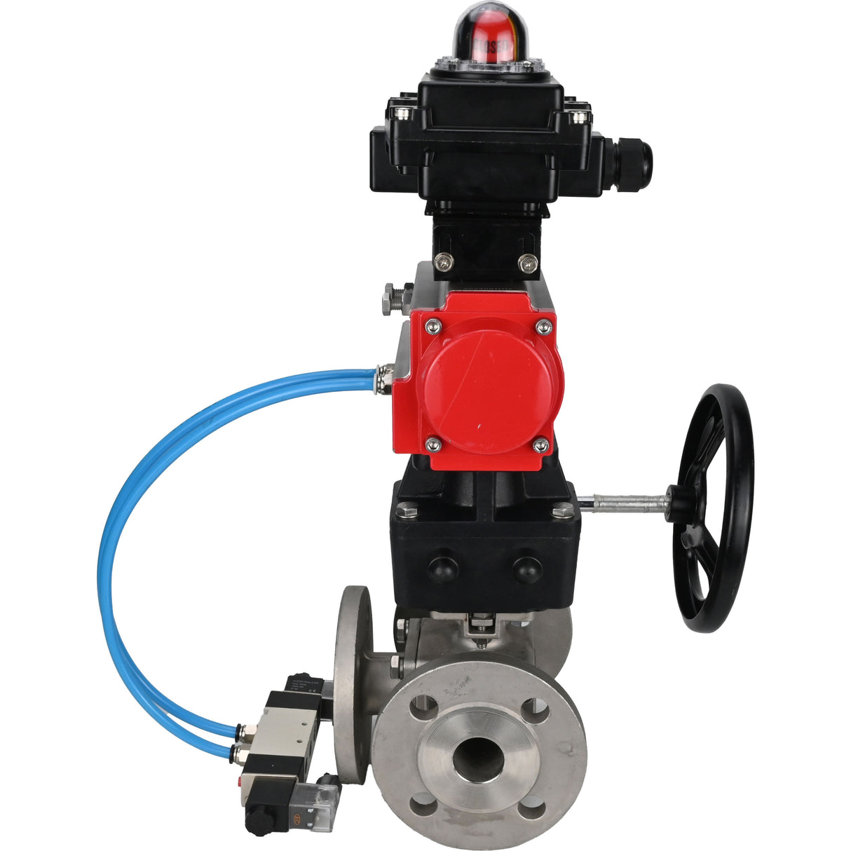 Ball valves Elephant BV3232P(4pc)-FP-3WL-F-ISO-H 16 bar full bore, flanged, body - stainless steel SS316, ISO flange F03/F04-F10/F12, square 9x9-19x19, s pneumatic drive PA-DA, mon/distributor 4V320-8 220V, LSU APL-410N EX and Doubler MON3-700-T38-ISO