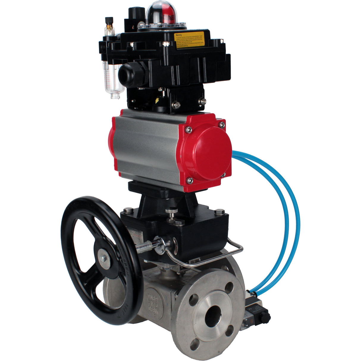 Ball valves Elephant BV3232P(4pc)-FP-3WL-F-ISO-H 16 bar full bore, flanged, body - stainless steel SS316, ISO flange F03/F04-F10/F12, square 9x9-19x19, s mon/drive PA-DA, mon/distribution 4V320-8 220V, LSU APL-410N EX, backup MON3-700-T38-ISO and ATU A