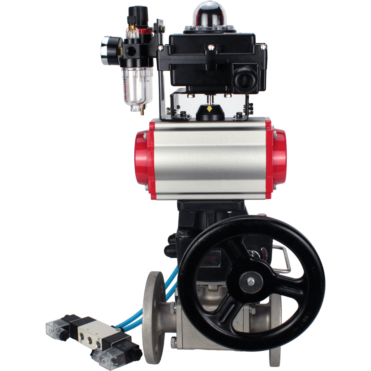 Ball valves Elephant BV3232P(4pc)-FP-3WL-F-ISO-H 16 bar full bore, flanged, body - stainless steel SS316, ISO flange F03/F04-F10/F12, square 9x9-19x19, s mon/drive PA-DA, mon/distribution 4V320-8 220V, LSU APL-410N EX, backup MON3-700-T38-ISO and ATU A