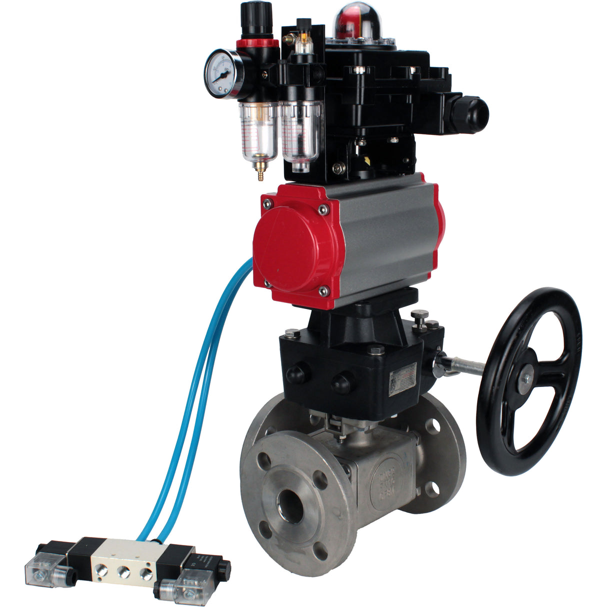 Ball valves Elephant BV3232P(4pc)-FP-3WL-F-ISO-H 16 bar full bore, flanged, body - stainless steel SS316, ISO flange F03/F04-F10/F12, square 9x9-19x19, s mon/drive PA-DA, mon/distribution 4V320-8 220V, LSU APL-410N EX, backup MON3-700-T38-ISO and ATU A