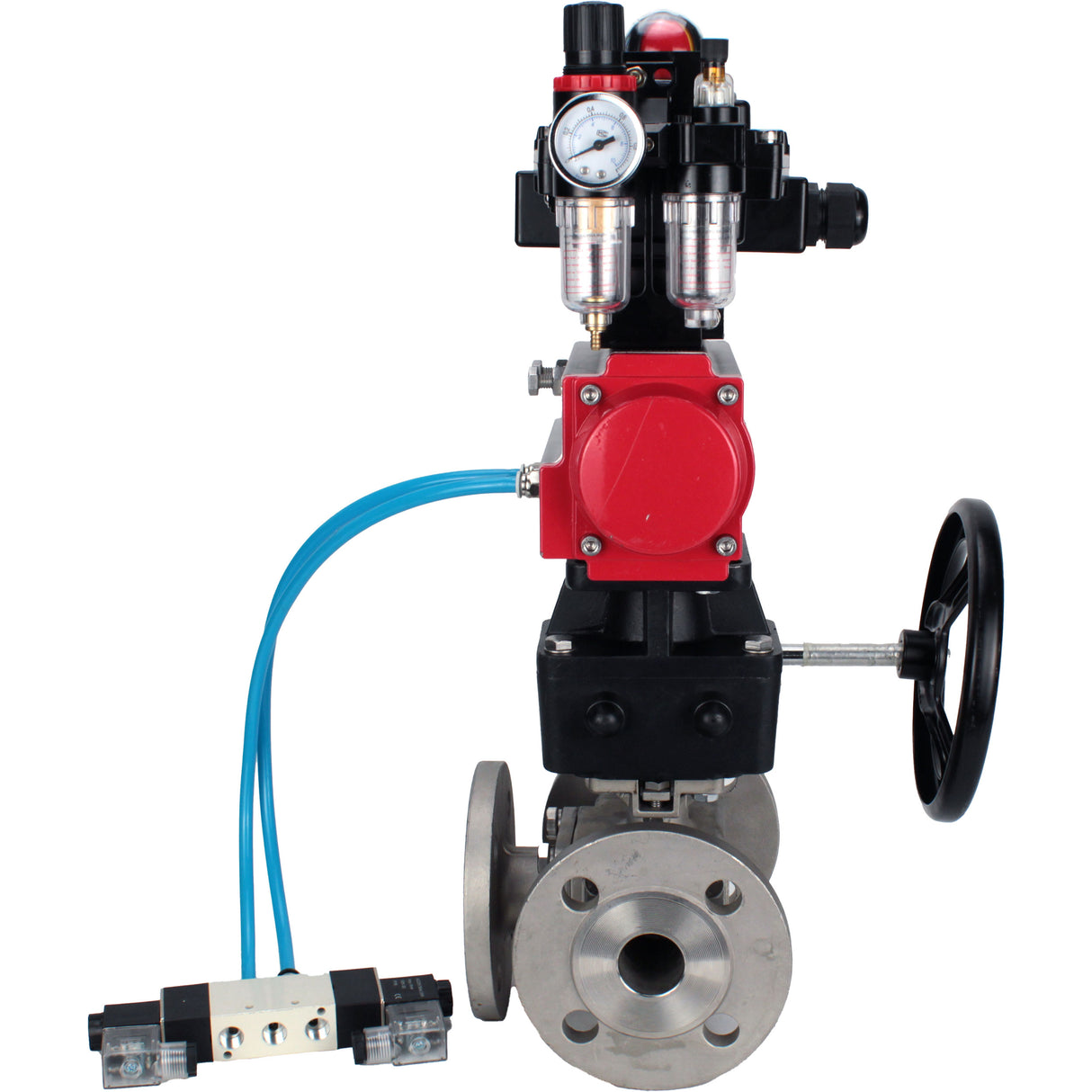 Ball valves Elephant BV3232P(4pc)-FP-3WL-F-ISO-H 16 bar full bore, flanged, body - stainless steel SS316, ISO flange F03/F04-F10/F12, square 9x9-19x19, s mon/drive PA-DA, mon/distribution 4V320-8 220V, LSU APL-410N EX, backup MON3-700-T38-ISO and ATU A