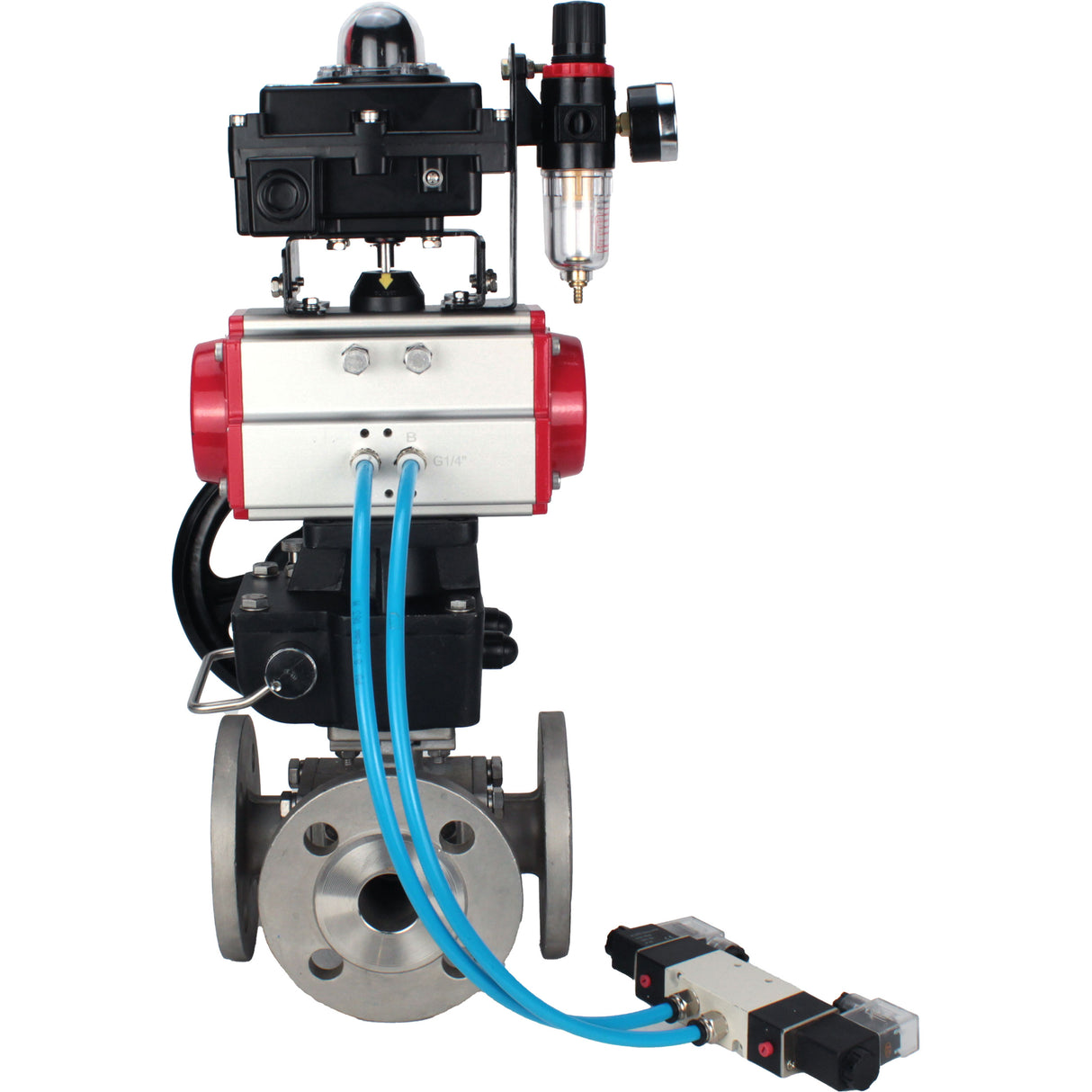 Ball valves Elephant BV3232P(4pc)-FP-3WL-F-ISO-H 16 bar full bore, flanged, body - stainless steel SS316, ISO flange F03/F04-F10/F12, square 9x9-19x19, s mon/drive PA-DA, mon/distribution 4V320-8 220V, LSU APL-410N EX, backup MON3-700-T38-ISO and ATU A