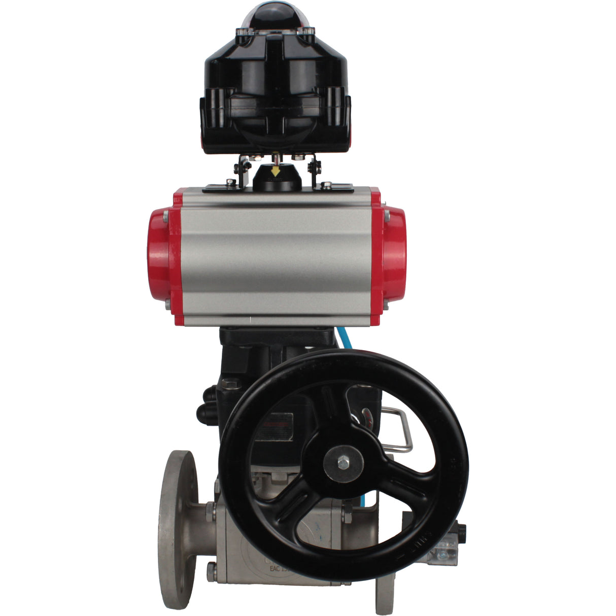 Ball valves Elephant BV3232P(4pc)-FP-3WL-F-ISO-H 16 bar full bore, flanged, body - stainless steel SS316, ISO flange F03/F04-F10/F12, square 9x9-19x19, with pneumatic drive PA-DA, mon/distributor 4V320-8 220V, LSU APL-510N EX and Doubler MON3-700-T38-ISO
