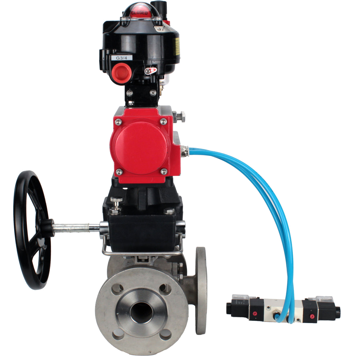 Ball valves Elephant BV3232P(4pc)-FP-3WL-F-ISO-H 16 bar full bore, flanged, body - stainless steel SS316, ISO flange F03/F04-F10/F12, square 9x9-19x19, s mon/drive PA-DA, mon/distribution 4V320-8 220V, LSU APL-510N EX, backup MON3-700-T38-ISO and ATU A