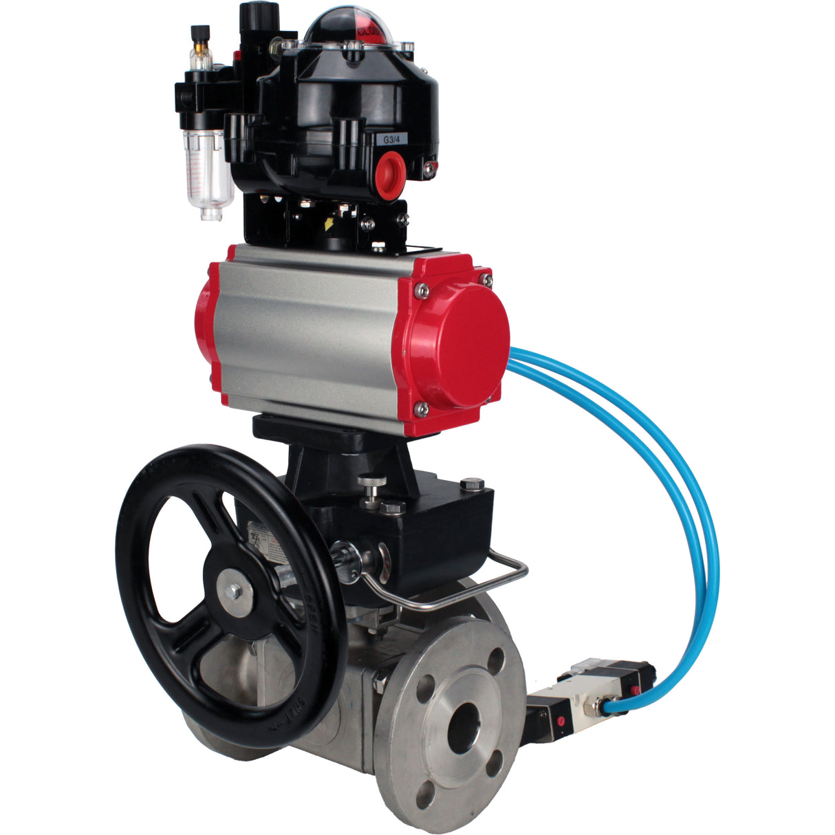 Ball valves Elephant BV3232P(4pc)-FP-3WL-F-ISO-H 16 bar full bore, flanged, body - stainless steel SS316, ISO flange F03/F04-F10/F12, square 9x9-19x19, s mon/drive PA-DA, mon/distribution 4V320-8 220V, LSU APL-510N EX, backup MON3-700-T38-ISO and ATU A