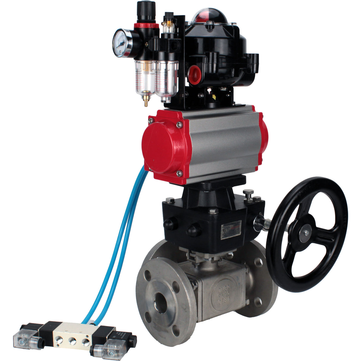 Ball valves Elephant BV3232P(4pc)-FP-3WL-F-ISO-H 16 bar full bore, flanged, body - stainless steel SS316, ISO flange F03/F04-F10/F12, square 9x9-19x19, s mon/drive PA-DA, mon/distribution 4V320-8 220V, LSU APL-510N EX, backup MON3-700-T38-ISO and ATU A