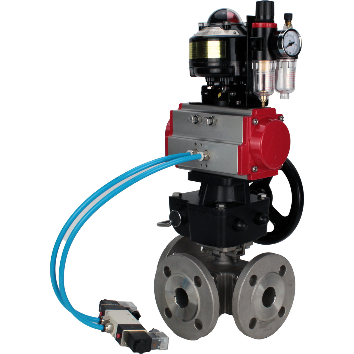 Ball valves Elephant BV3232P(4pc)-FP-3WL-F-ISO-H 16 bar full bore, flanged, body - stainless steel SS316, ISO flange F03/F04-F10/F12, square 9x9-19x19, s mon/drive PA-DA, mon/distribution 4V320-8 220V, LSU APL-510N EX, backup MON3-700-T38-ISO and ATU A