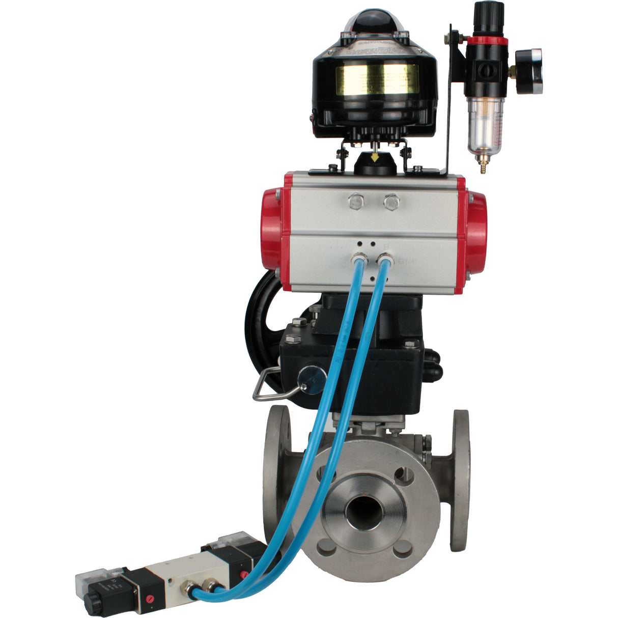 Ball valves Elephant BV3232P(4pc)-FP-3WL-F-ISO-H 16 bar full bore, flanged, body - stainless steel SS316, ISO flange F03/F04-F10/F12, square 9x9-19x19, s mon/drive PA-DA, mon/distribution 4V320-8 220V, LSU APL-510N EX, backup MON3-700-T38-ISO and ATU A