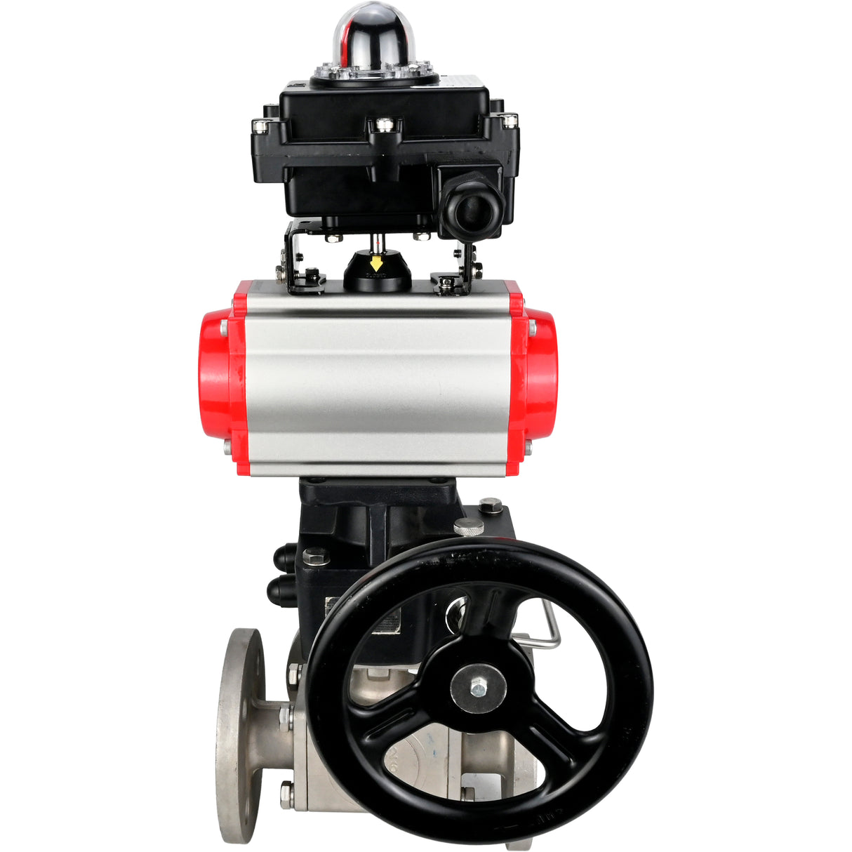 Ball valves Elephant BV3232P(4pc)-FP-3WL-F-ISO-H 16 bar full bore, flanged, body - stainless steel SS316, ISO flange F03/F04-F10/F12, square 9x9-19x19, with pneumatic drive PA-DA, LSU APL-410N EX and Doubler MON3-700-T38-ISO