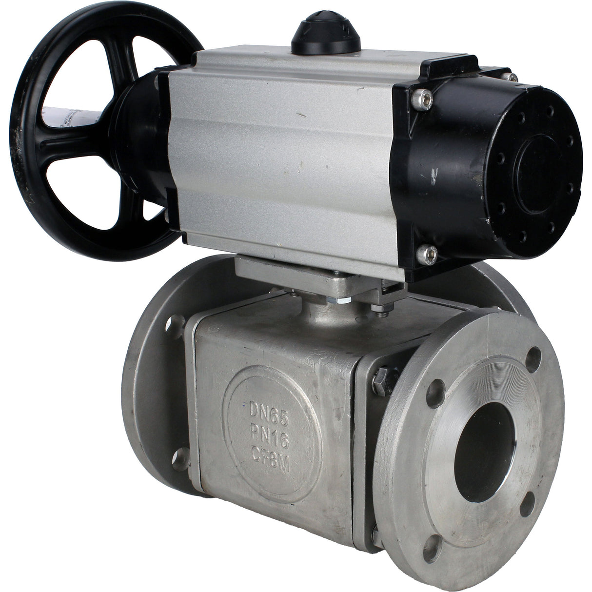 Vannes à boisseau sphérique Elephant BV3232P(4pc)-FP-3WL-F-ISO-H DN100 16 bar passage intégral, à brides, corps - acier inoxydable SS316, bride ISO F10/F12, carré 19x19, avec double actionneur pneumatique PA-DA-105-1 actions