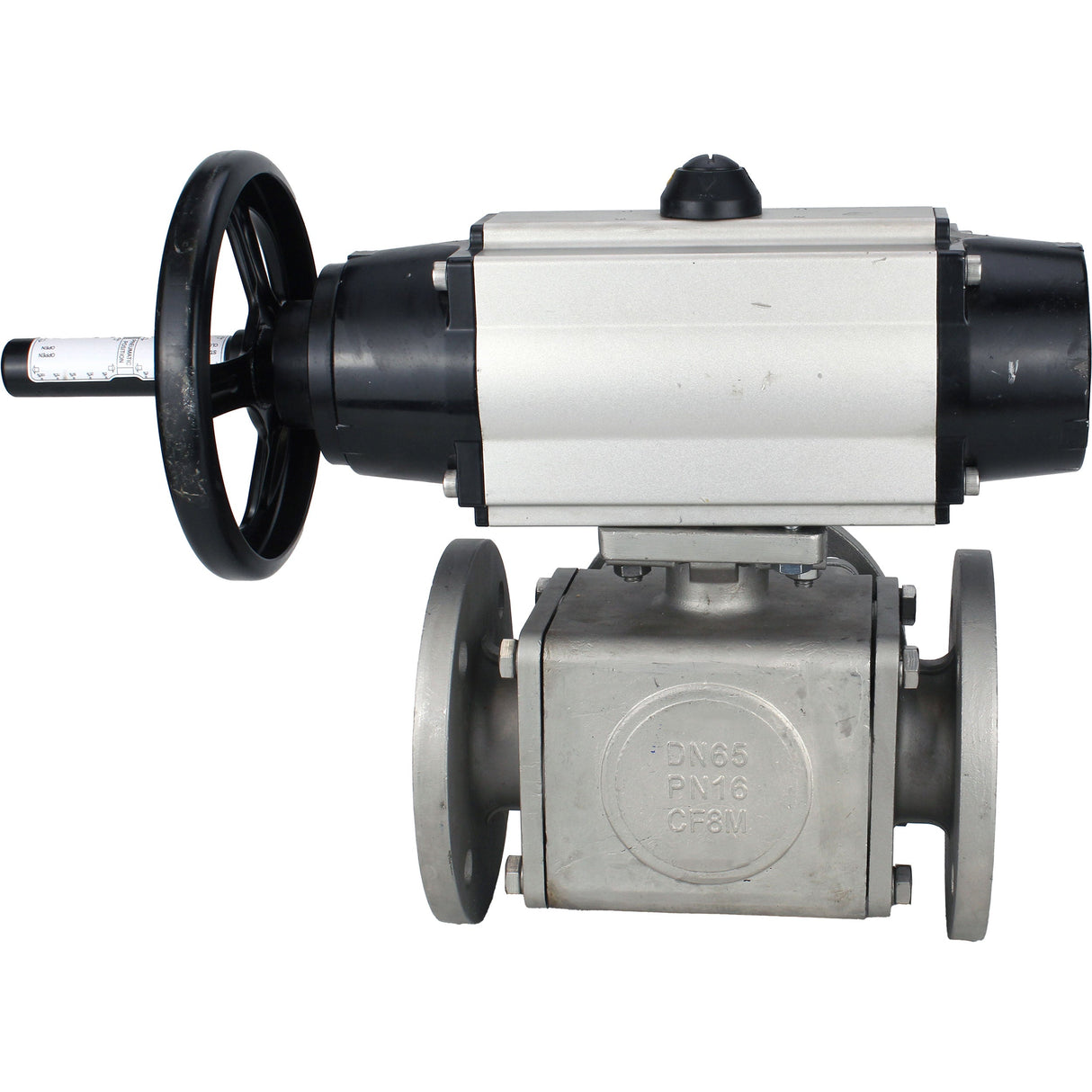 Vannes à boisseau sphérique Elephant BV3232P(4pc)-FP-3WL-F-ISO-H DN100 16 bar passage intégral, à brides, corps - acier inoxydable SS316, bride ISO F10/F12, carré 19x19, avec double actionneur pneumatique PA-DA-105-1 actions