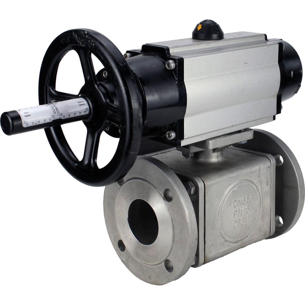 Vannes à boisseau sphérique Elephant BV3232P(4pc)-FP-3WL-F-ISO-H DN100 16 bar passage intégral, à brides, corps - acier inoxydable SS316, bride ISO F10/F12, carré 19x19, avec double actionneur pneumatique PA-DA-105-1 actions