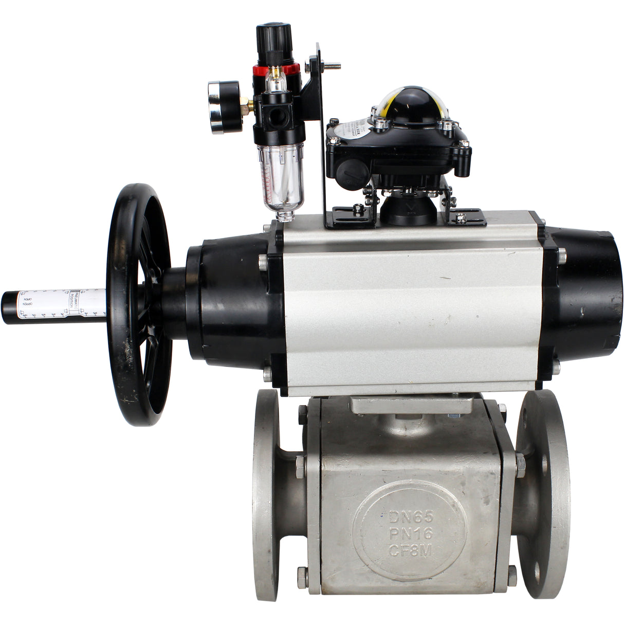 Ball valves Elephant BV3232P(4pc)-FP-3WL-F-ISO-H DN100 16 bar full bore, flanged, body - stainless steel SS316, ISO flange F10/F12, square 19x19, with pneumatic actuator PA-DA-105-1, pneumatic distributor 4M310-08 NAMUR 24V, LSU APL-210N and ATU AFC2000