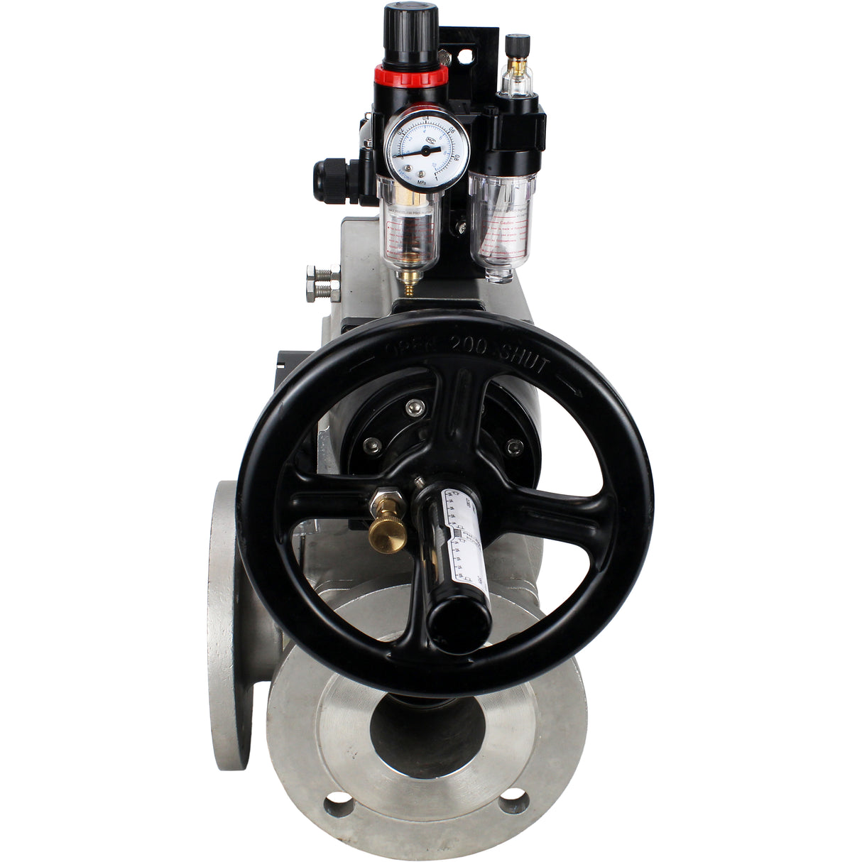 Ball valves Elephant BV3232P(4pc)-FP-3WL-F-ISO-H DN100 16 bar full bore, flanged, body - stainless steel SS316, ISO flange F10/F12, square 19x19, with pneumatic actuator PA-DA-105-1, pneumatic distributor 4M310-08 NAMUR 24V, LSU APL-210N and ATU AFC2000