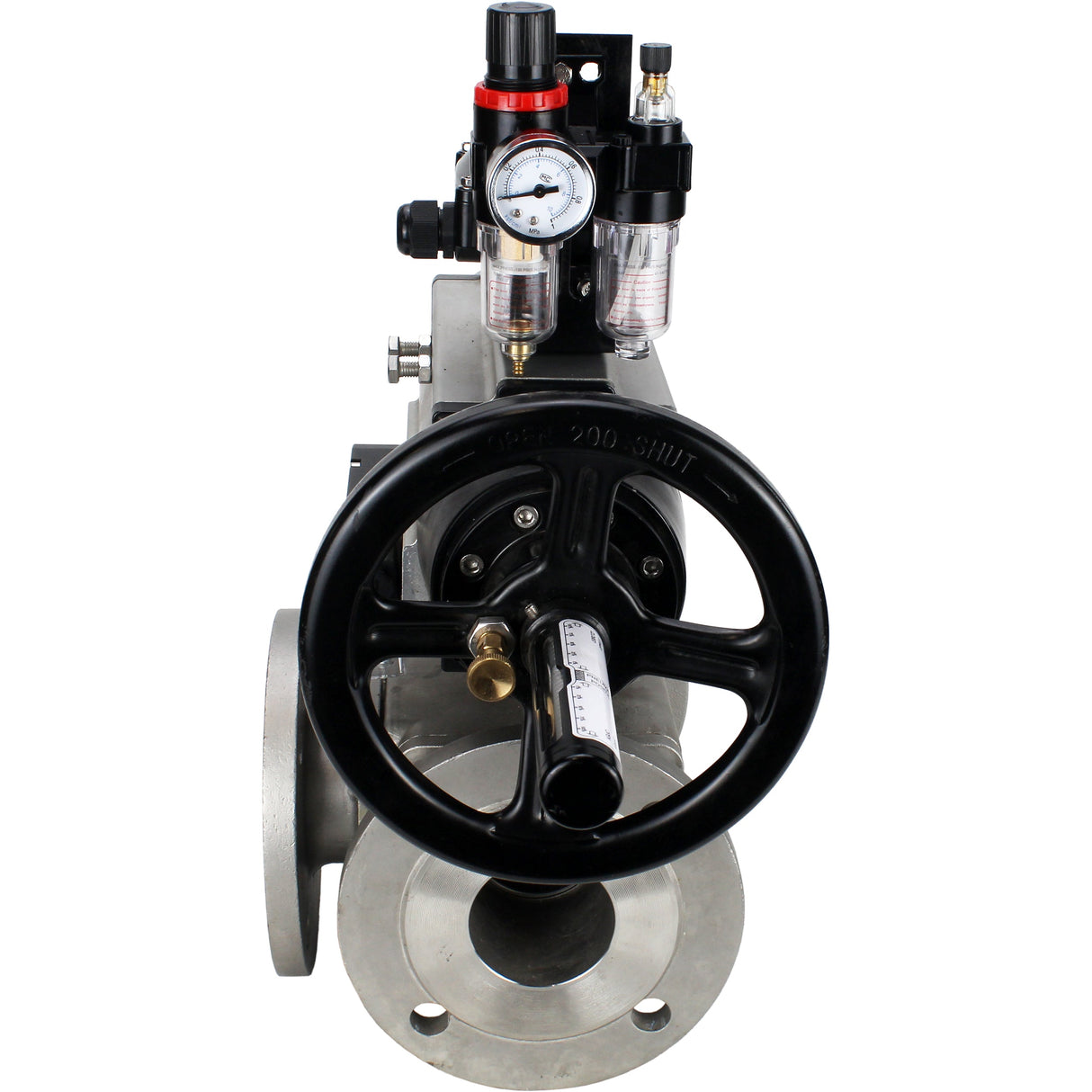 Ball valves Elephant BV3232P(4pc)-FP-3WL-F-ISO-H DN100 16 bar full bore, flanged, body - stainless steel SS316, ISO flange F10/F12, square 19x19, with pneumatic actuator PA-DA-105-1, pneumatic distributor 4M310-08 NAMUR 24V, LSU APL-210N and ATU AFC2000