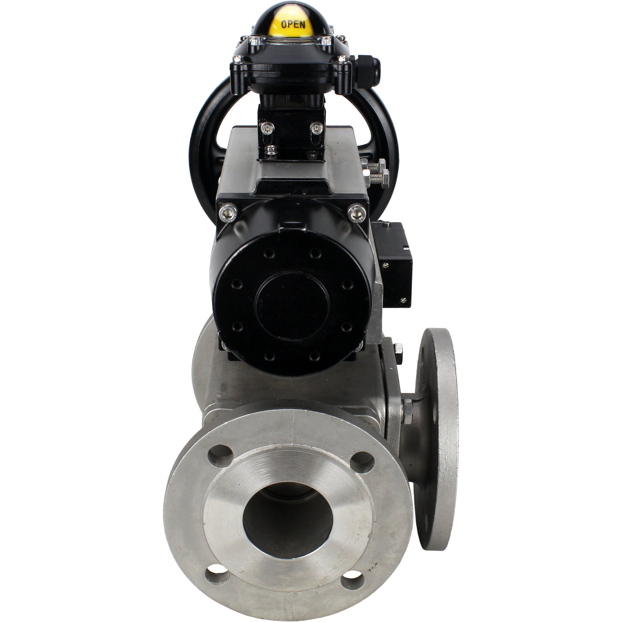 Ball valves Elephant BV3232P(4pc)-FP-3WL-F-ISO-H DN100 16 bar full bore, flanged, body - stainless steel SS316, ISO flange F10/F12, square 19x19, with double pneumatic actuator PA-DA-105-1 action, pneumatic distributor 4M310-08 NAMUR 24V and LSU APL-210N